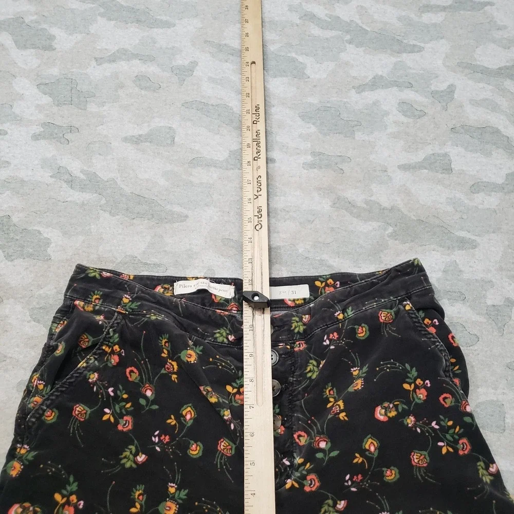 Pilcro And The Letter Press Pants Womens 31 Black Corduroy Floral Wide Leg - Picture 5 of 10